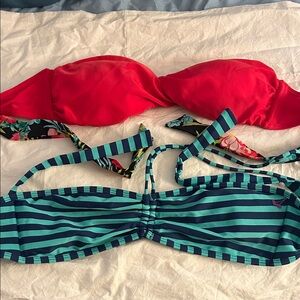 Kirra Aqua Bikini Top and Red Garage Top